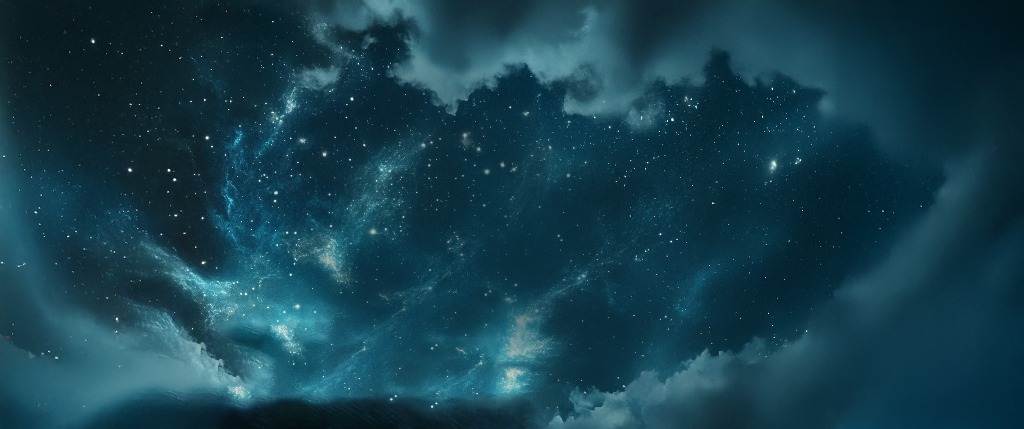 Teal starfield and nebula